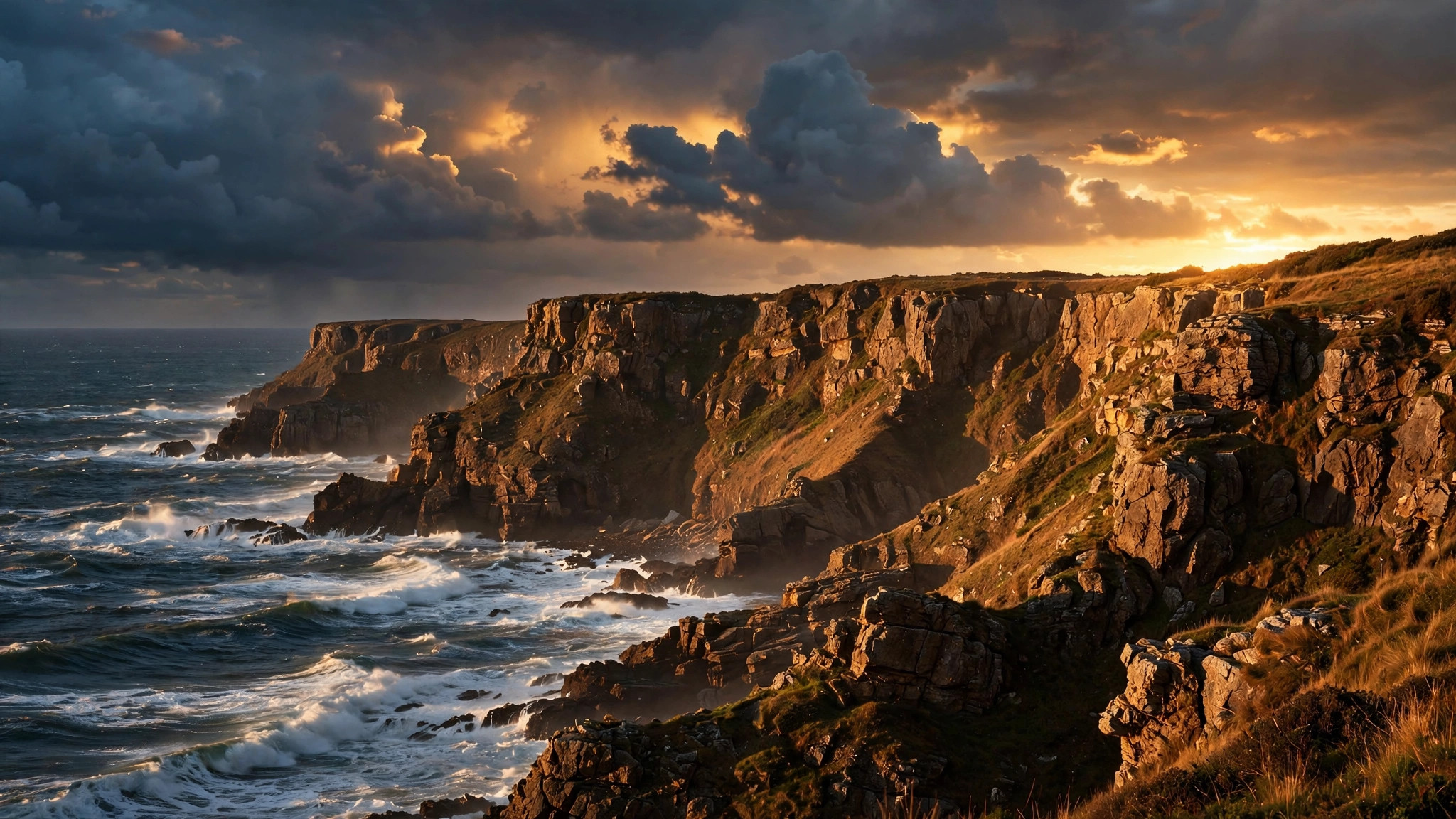 Coastal cliffs at golden hour